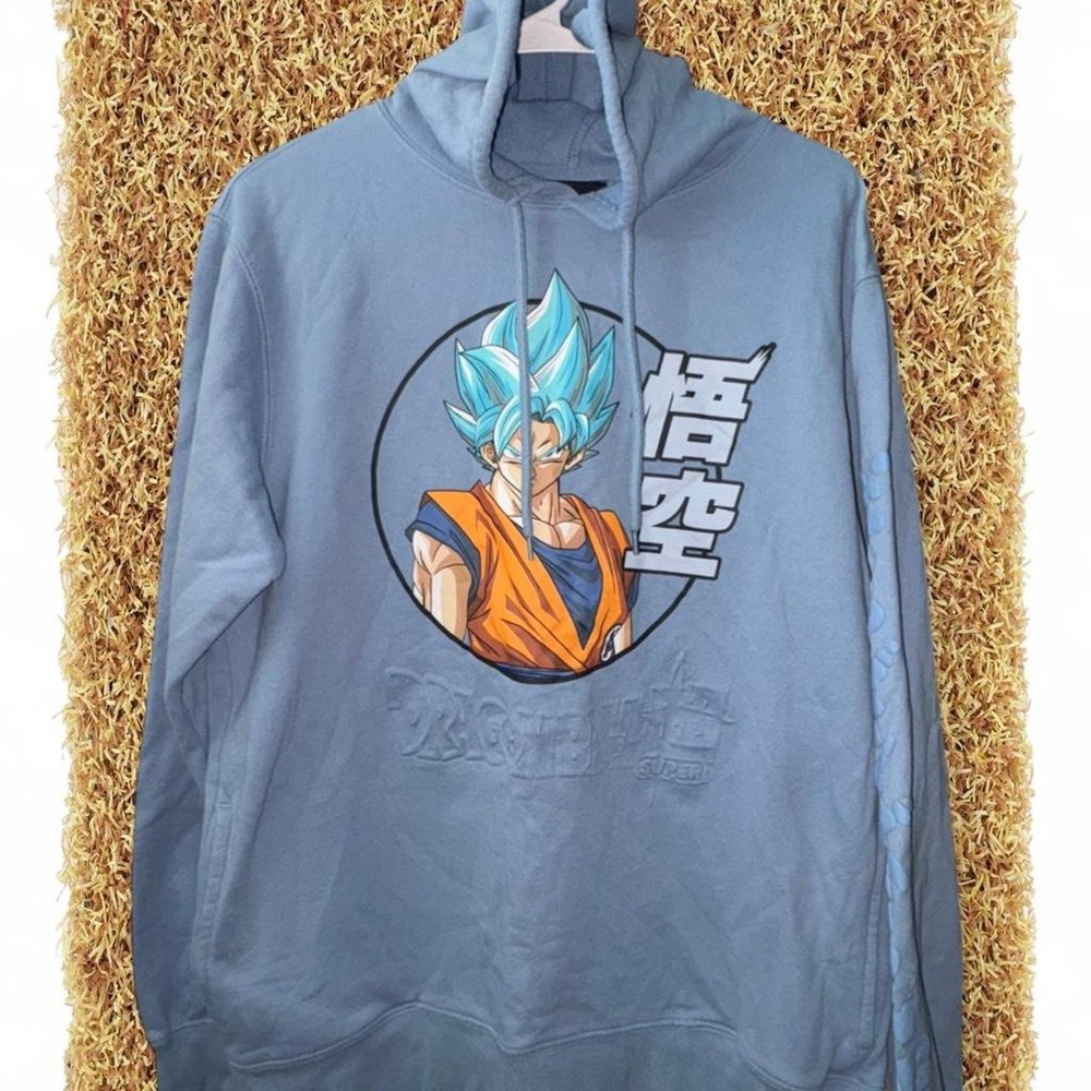 Men’s Dragon Ball Super blue Goku hoodie Size M #anime #goku